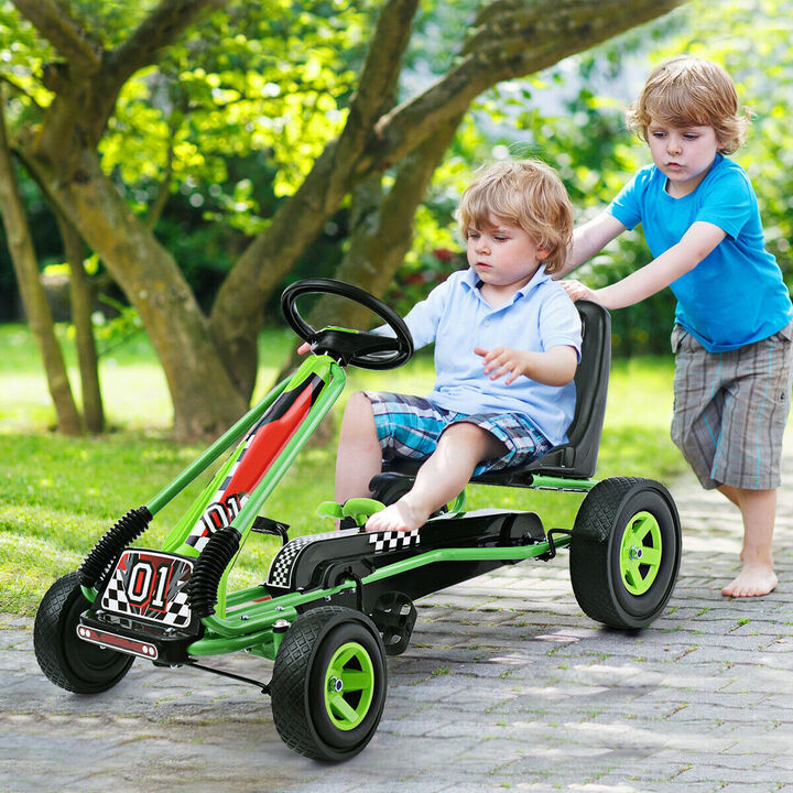4-Wheel Kids Pedal Go-Kart Ride-On Racer Car for Outdoor Play