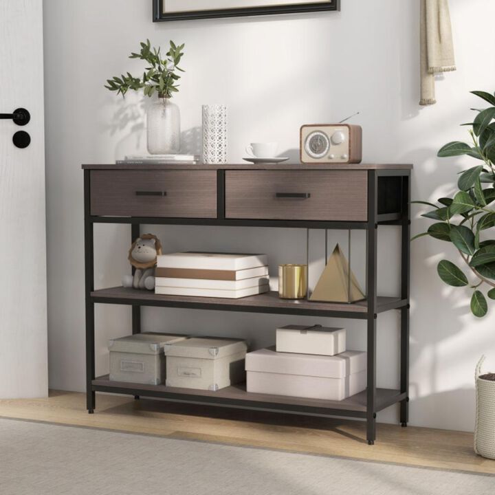 Hivvago Console Table with Folding Fabric Drawers for Entryway