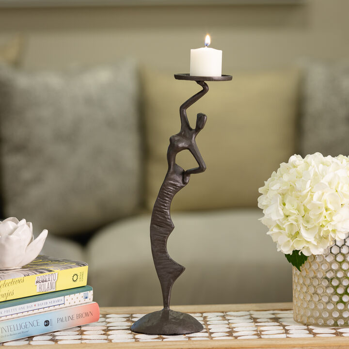 Fancy Lady Cast Iron Sculpture Candle Holder