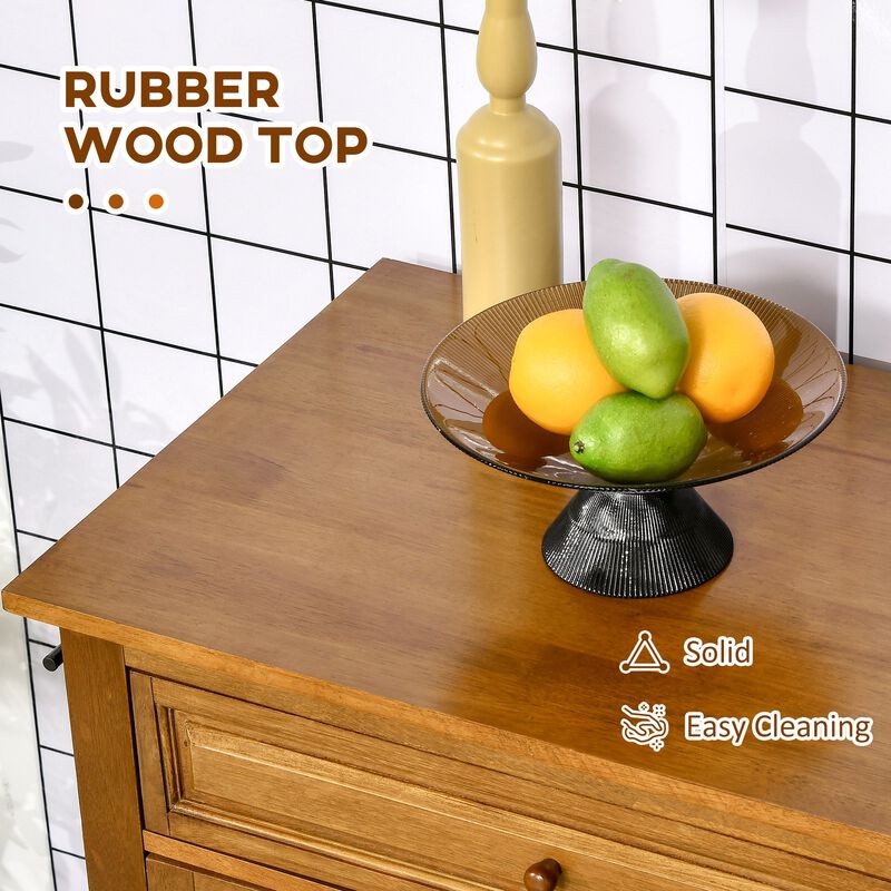 Brown Kitchen Island: Modern Rolling Cart with Drawer & Towel Racks