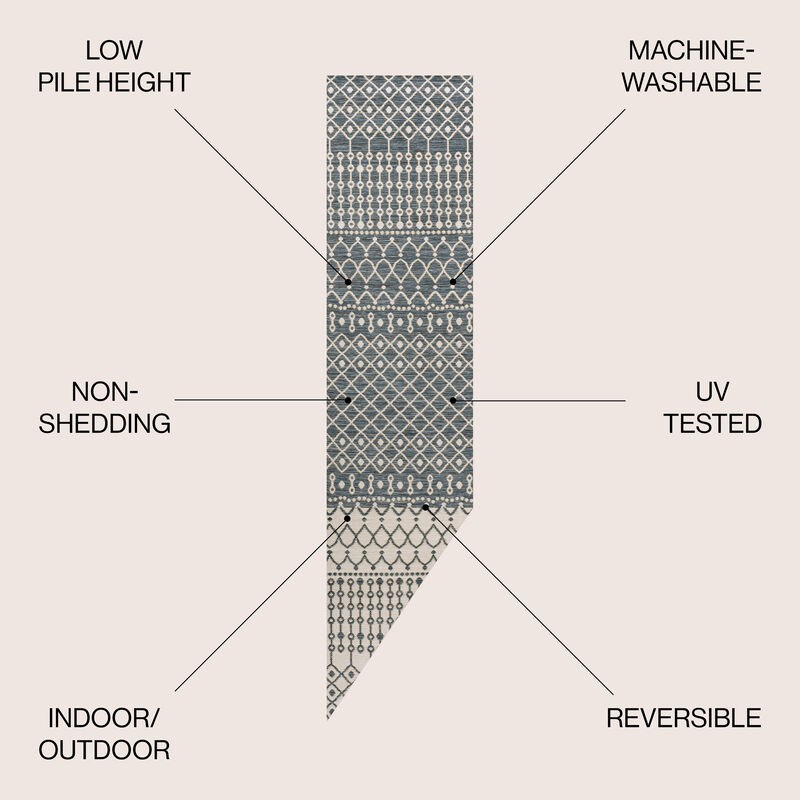 Geometric Moroccan Reversible Machine-Washable Indoor/Outdoor Area Rug