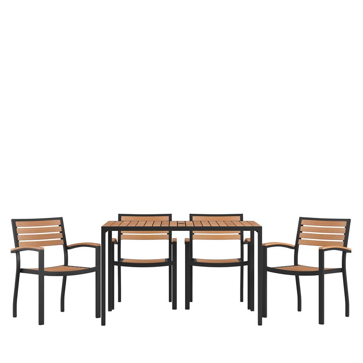 Faux Teak Patio Table-4 Chairs