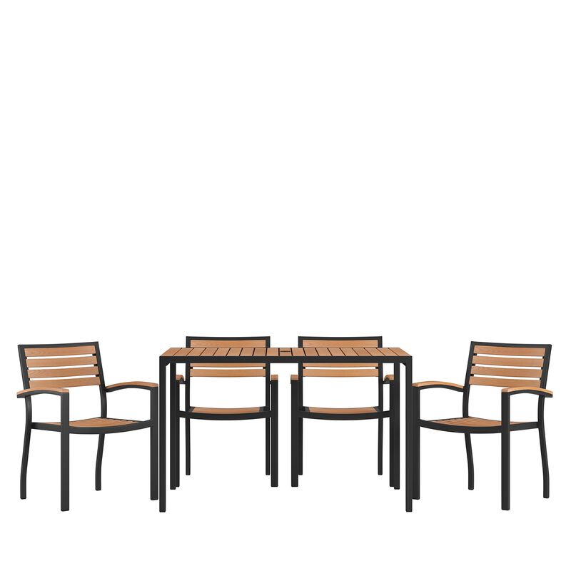 Faux Teak Patio Table-4 Chairs image number 0