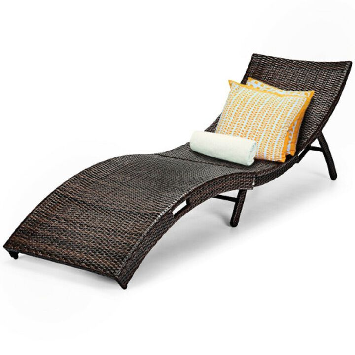 Outdoor Couch Bed Patio Folding Rattan Lounge Chair