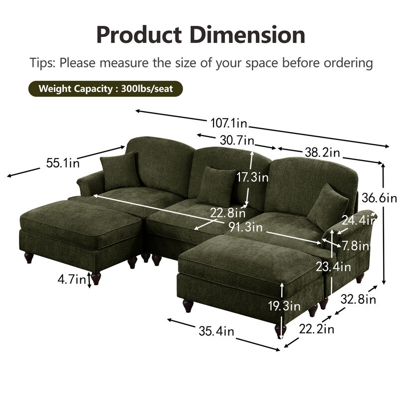 Tugweb U Shape Sectional Sofa image number 9