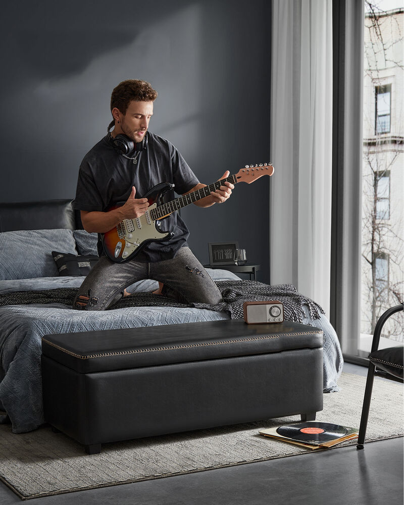 Storage Ottoman Bench with Cushion Top and Hidden Storage for Stylish Organization