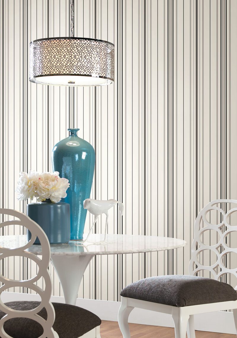 Wide Pinstripe Black & Bronze Wallpaper image number 2