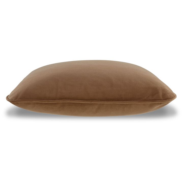 Wali Square Accent Throw Pillow, 20 Inch, Feather Fill Brown Polyester - Benzara