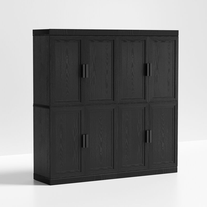 62" High Black Wood Grain Decorative Storage Cabinet with Sufficient Space for 12 Shelves image number 0