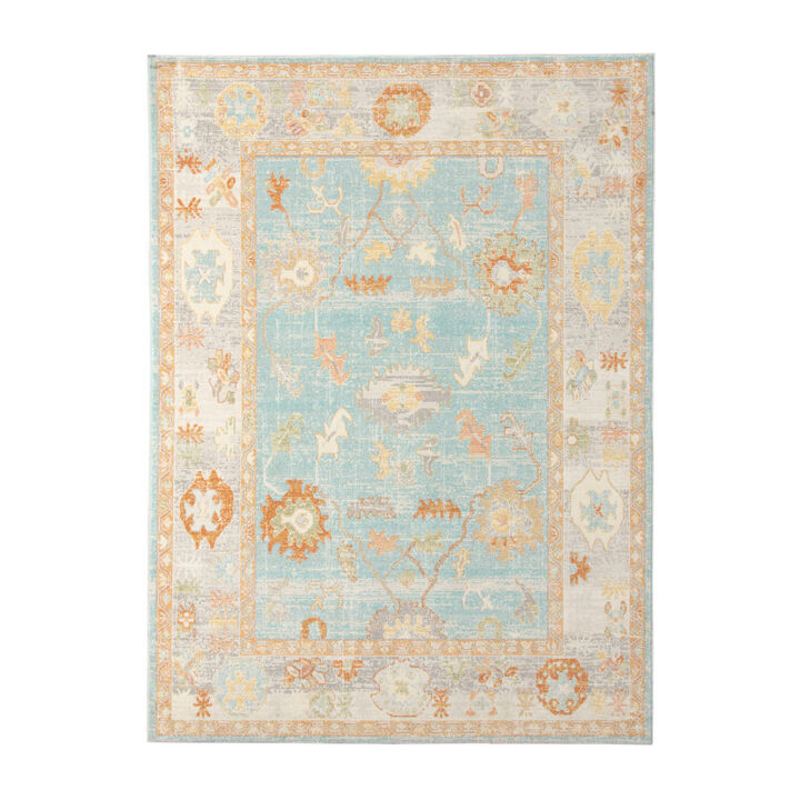 HomeRoots Floral Stain Resistant Indoor Outdoor Area Rug