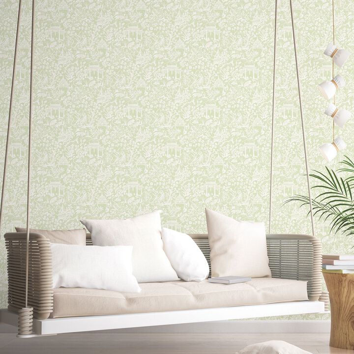 Secret Garden Garden Toile Green Wallpaper G78509