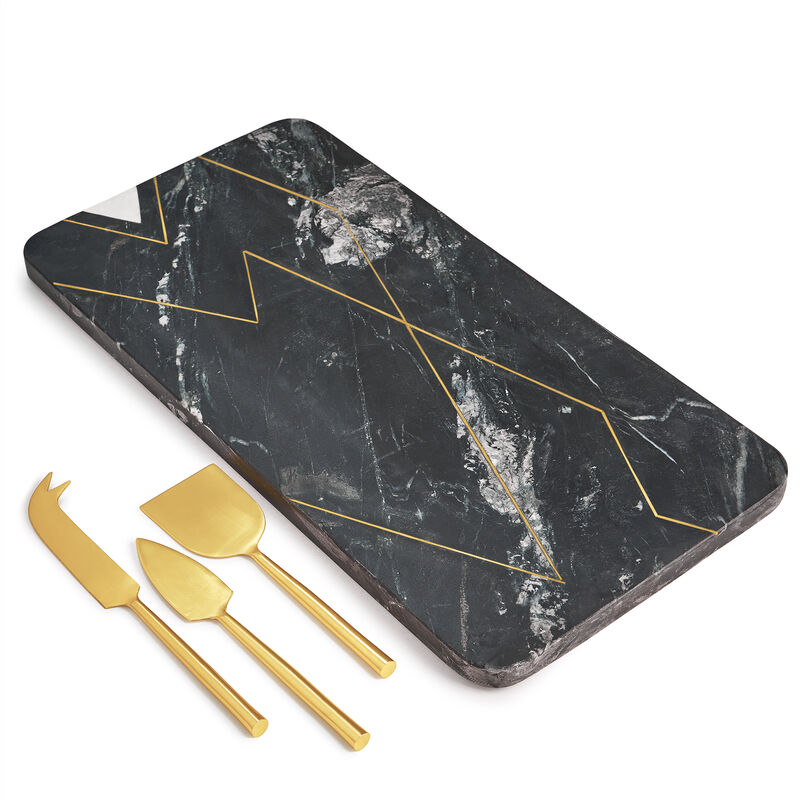 Ambrosia Marble Serving Board With Knives