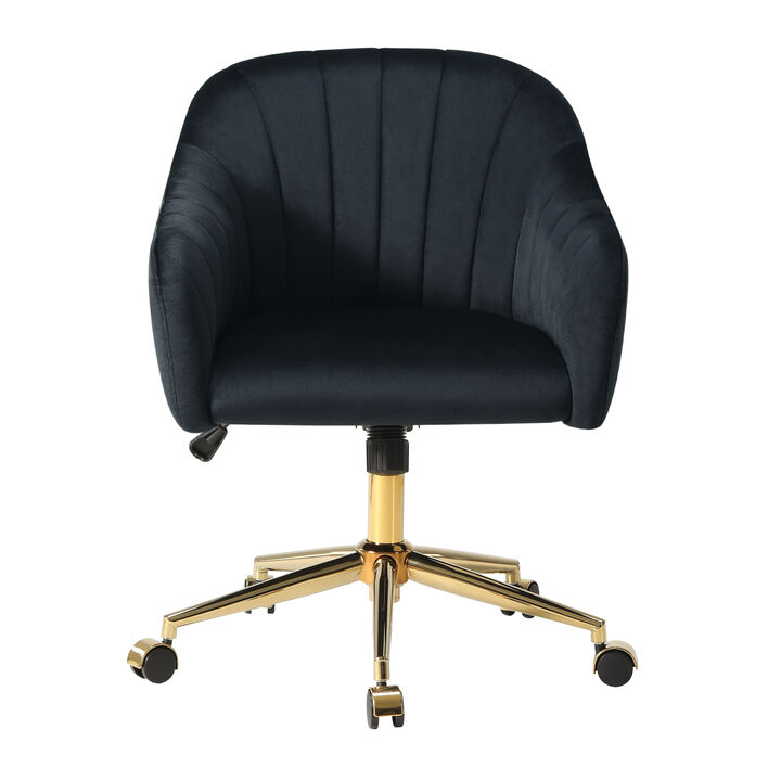 WestinTrends Upholstered Velvet Swivel Vanity Office Chair With Wheels
