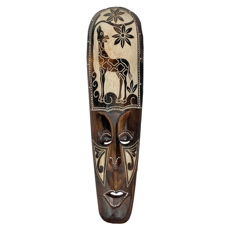 Set of 5 African Animal Hand Carved Wooden Wall Masks image number 5