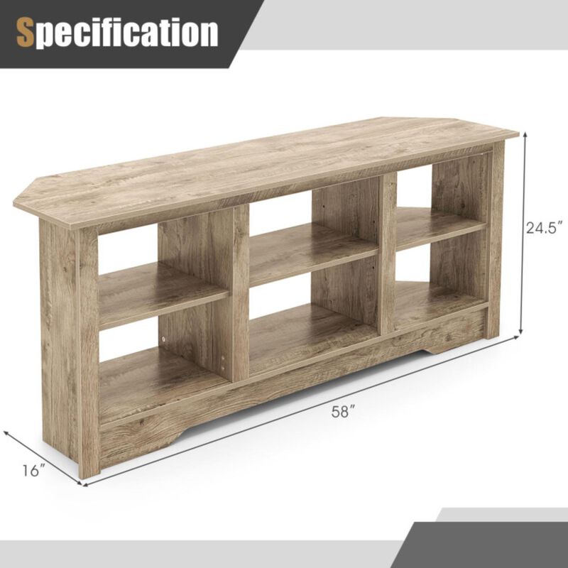 Hivvago 58 Inch TV Stand with 6 Open Storage Shelves for TVs up to 65 Inches
