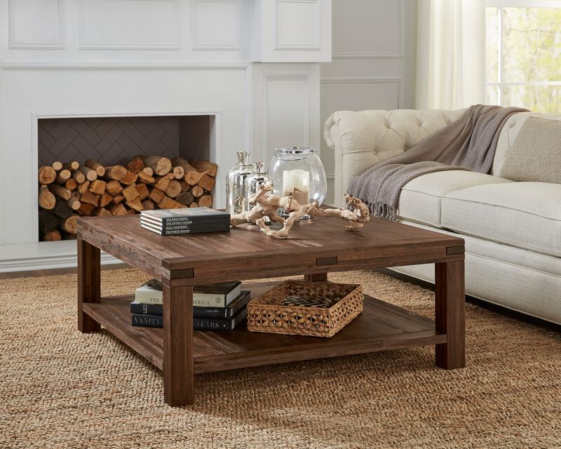 Meadow Solid Wood Square Coffee Table in Brick Brown