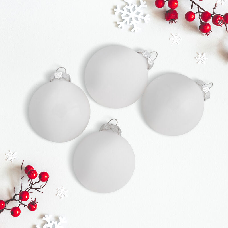 Shiny and Matte Glass Ball Christmas Ornaments - 1.5" (40mm) - White - 10ct image number 0