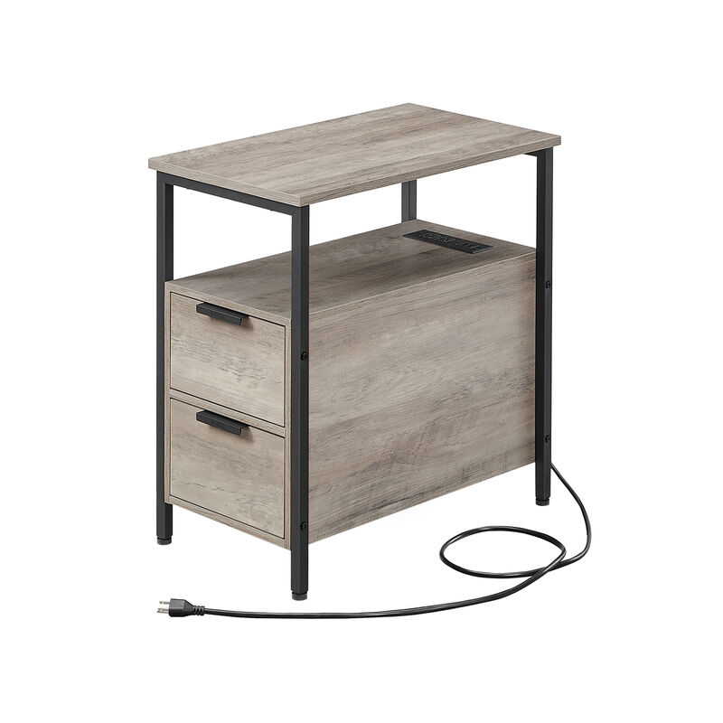 Side Table with Charging Station for Convenient Power Access and Modern Design