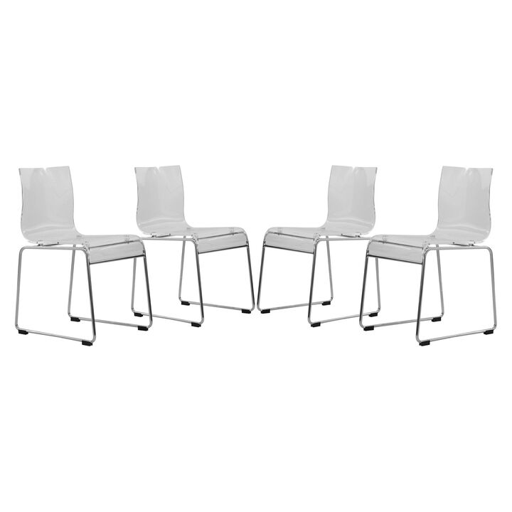 LeisureMod Lima Modern Indoor Acrylic Dining Chair - Set of 4