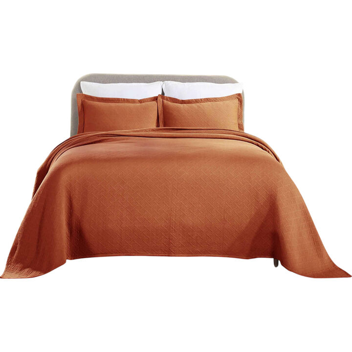 Lightweight Cotton Matelasse Bedspread Set with Matching Shams