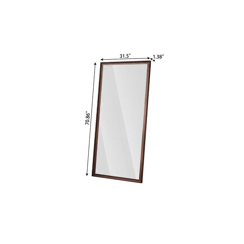 HomeRoots 71" Brown Wood Wall Mounted And Leaning Framed Full Length Mirror image number 2
