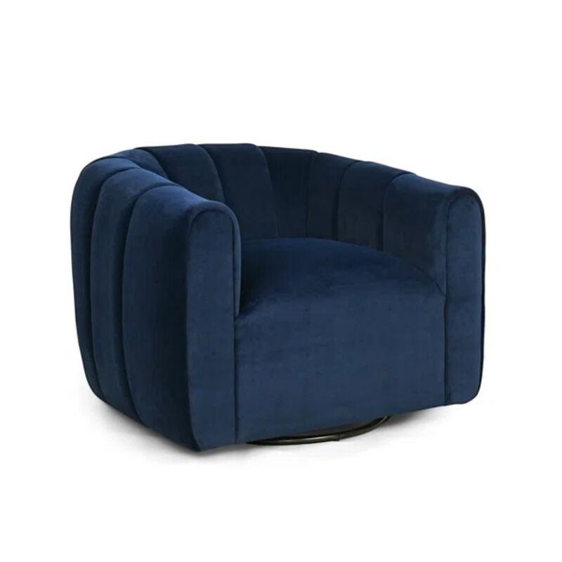Merax Velvet 360&deg; Swivel Barrel Chair image number 0