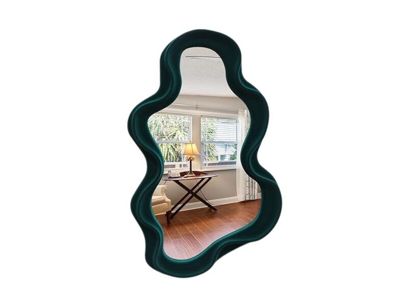 Emerald Green Irregular Wavy Wall Mirror Decor image number 0