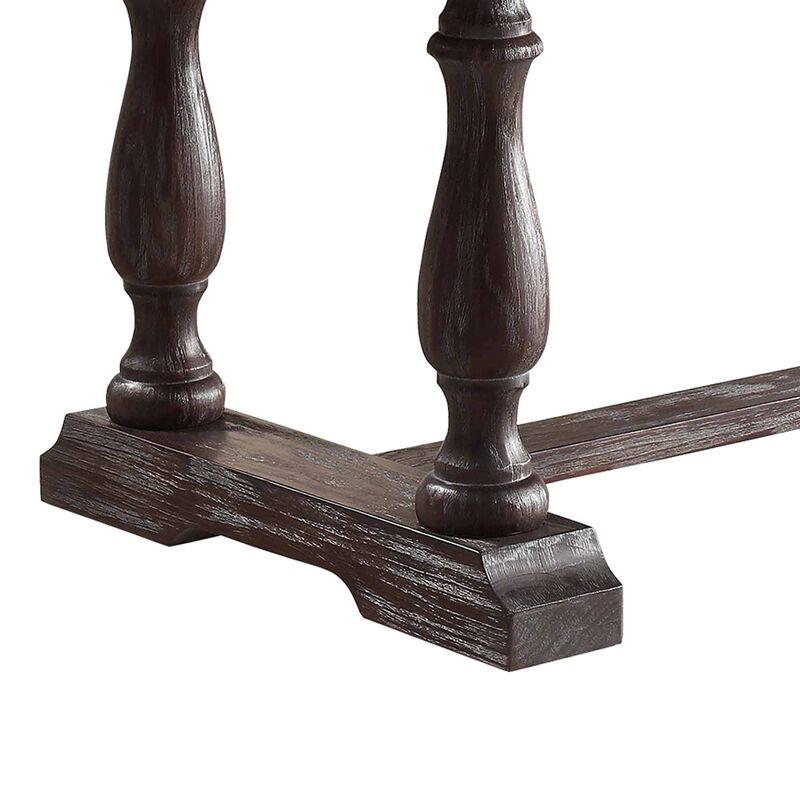 Wooden Dining Table with Marble Top , White and Brown - Benzara