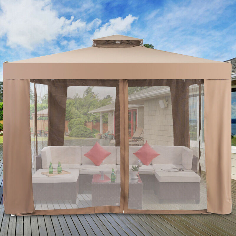 Canopy and Garden Structures Gazebo with Netting for Outdoors-Brown image number 1