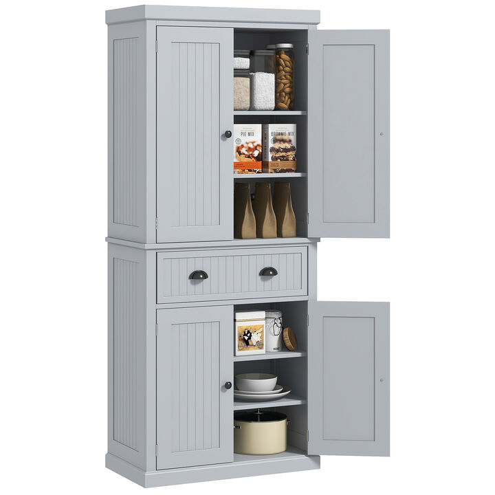 HOMCOM 72” Tall Colonial Style Free Standing Kitchen Pantry Storage Cabinet