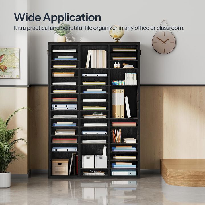 Document Sorting Shelf with 48 Compartments for Documents, Files and Paper-Black