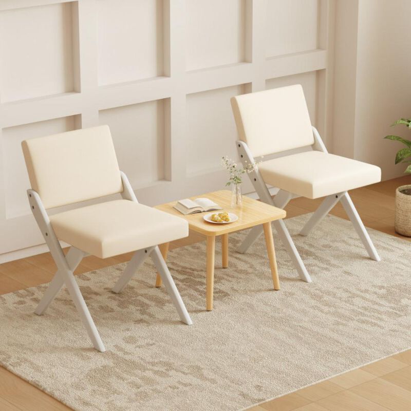 Hivvago Wooden Dining Chairs of 2 with Rubber Wood Frame and Padded Cushions