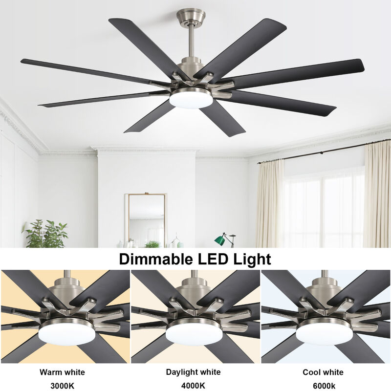 ELEMENT ACE Large 66 Inch Modern Ceiling Fan with Dimmable LED Lighting and Smart Remote Control Featuring Reversible DC Motor image number 7
