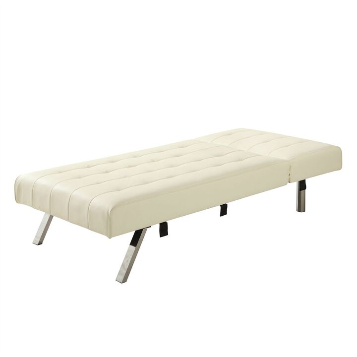Hivvago Vanilla Chaise Lounge Sleeper Bed with Contemporary Chrome Legs
