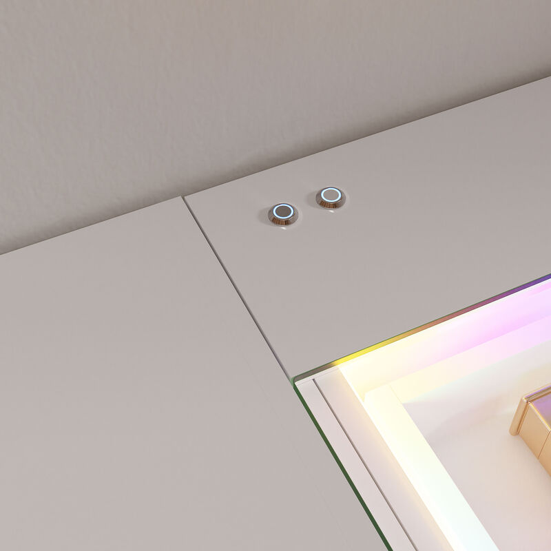 VANITII 11 Drawers Modern Makeup Vanity Desk  with RGB Lights for Bedroom White 3 packages (Need Assembled by yourself)