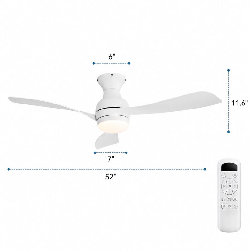 52" Ceiling Fan with Dimmable LED Light, Reversible DC Motor and Remote Control image number 1