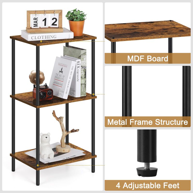 ETELI Tall Side Table 3 Tier Small End Table Stand 31.6"" Height Telephone Table Industrial Entryway Table Night Stand with Meta