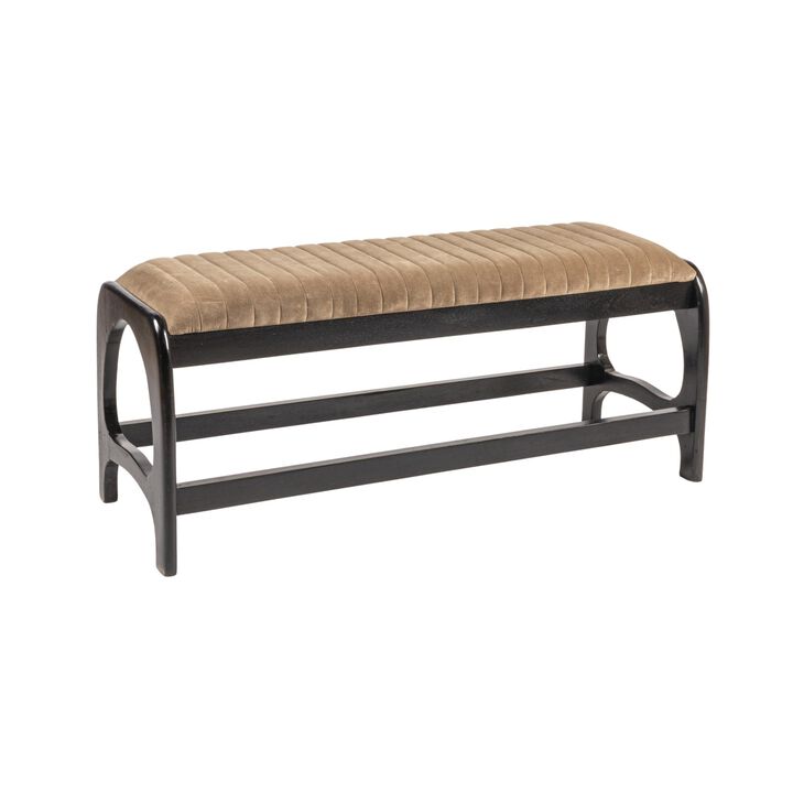 Mango Wood Arch Bench with Boucle Seat