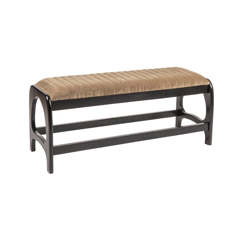 Mango Wood Arch Bench with Boucle Seat image number 0
