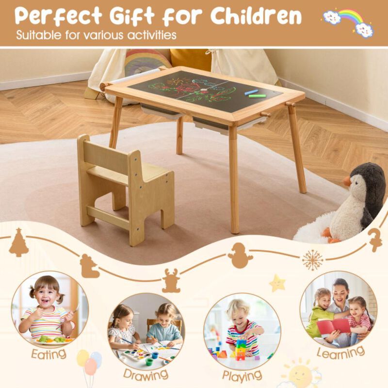 Hivvago Sensory Table and Chair Set for Kids 2-8 with Foldable Bins