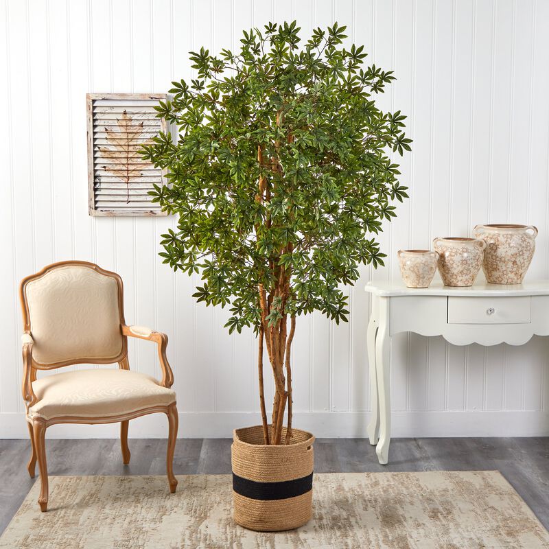 Hivvago 6 Feet Japanese Maple Artificial Tree in Handmade Natural Cotton Planter