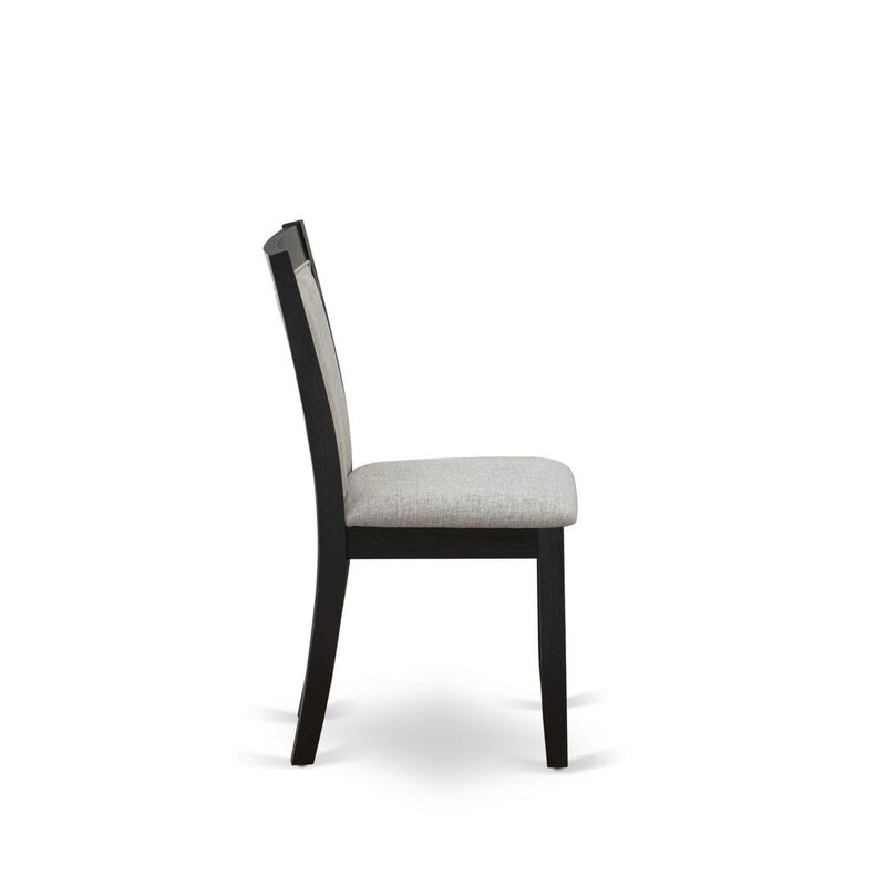 MZC6T06 Mid Century Dining Chairs - Shitake Linen Fabric Seat and High Chair Back - Wire Brushed Black Finish (SET OF 2)