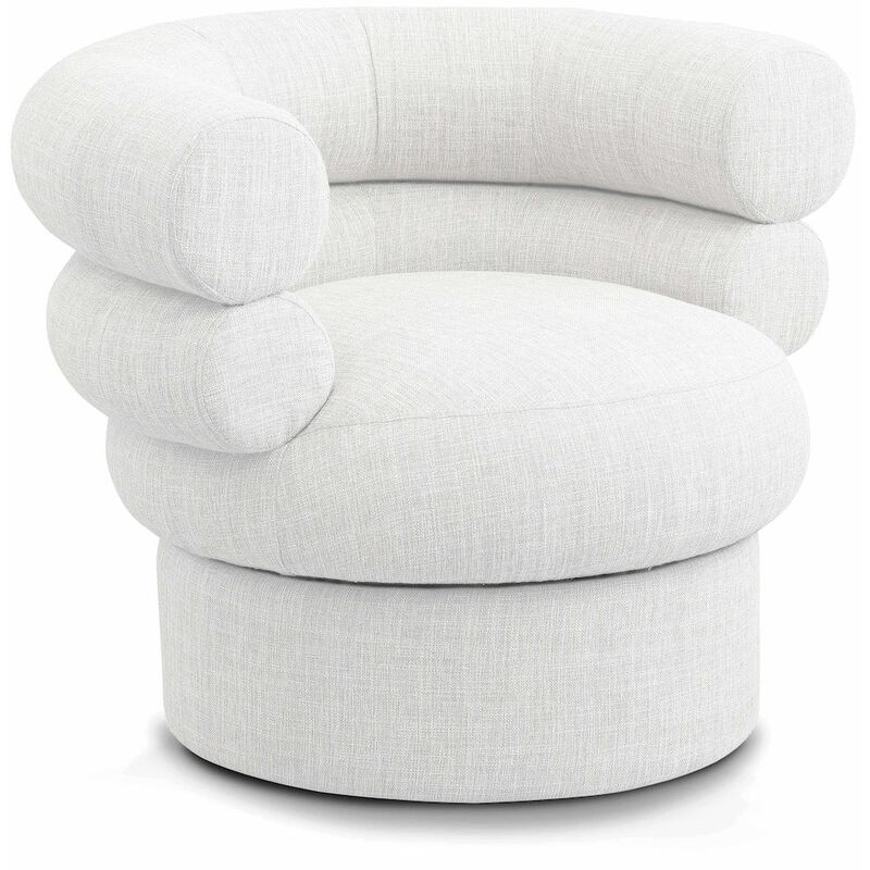 Meridian Furniture Valentina Cream Linen Textured Fabric Accent Swivel Chair