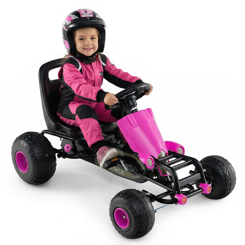 Kids Go Kart Pedal Car with Gear Shifter Steering Wheel and Handbrake for Driveway image number 4