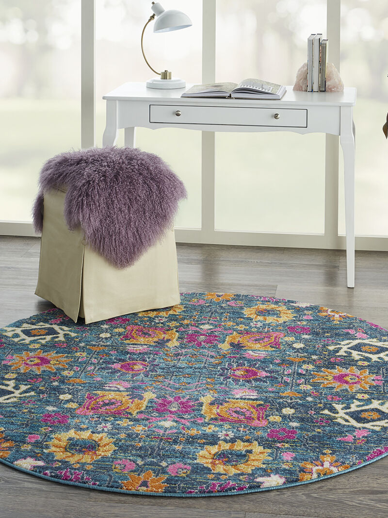 Passion PSN01 Denim 4' x Round Rug