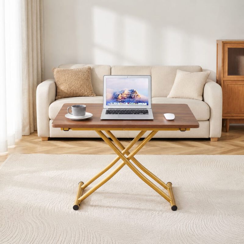 GOODSILO Multifunctional Adjustable Height Lifting Table Foldable Desktop for Home Office Dining Coffee Dressing Space Saving image number 2