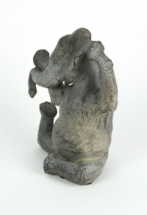 Amazingly Limber Elephant Yoga Seated Pose Tabletop Statue 9 Inches High