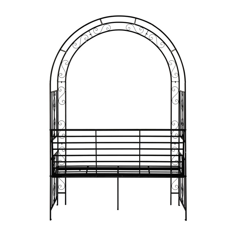 Double Layer Iron Garden Arch &ndash; Arc Roof with Chair for Courtyard or Patio