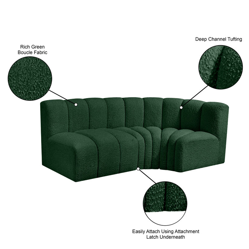 Meridian Furniture Arc Green Boucle Fabric Modular Sofa image number 7