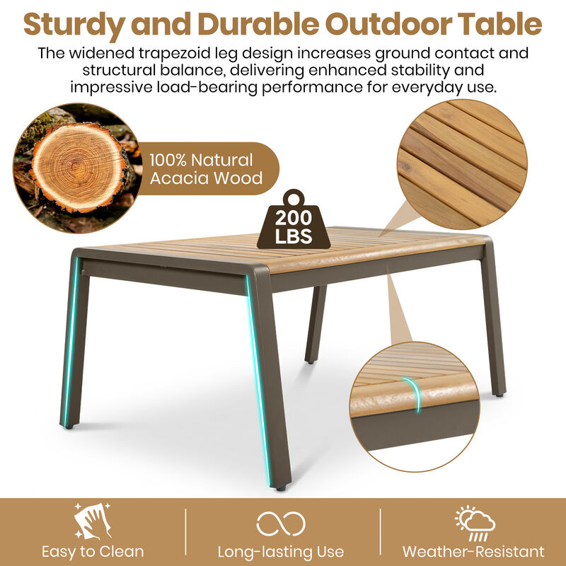Merax 6-Piece Patio Conversation Set with Acacia Wood, Steel Frame & Removable Cushions image number 4